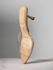 SHUZIA Women's Clear Upper High Heel Peep Toe Slip-On Sandals For Christmas - Beige - View 6