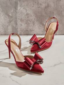 SHUZIA Sepatu Pumps Wanita Glamor dengan Ujung Lancip dan Hak Stiletto, Cocok untuk Natal. - Burgundy - View 5