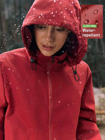 In My Nature Women's Casual Zip-Up High Collar Hooded Jacket, Suitable For Autumn/Winter Women's Jacket Outdoor Clothes Women Red Jacket Hike Clothes Women