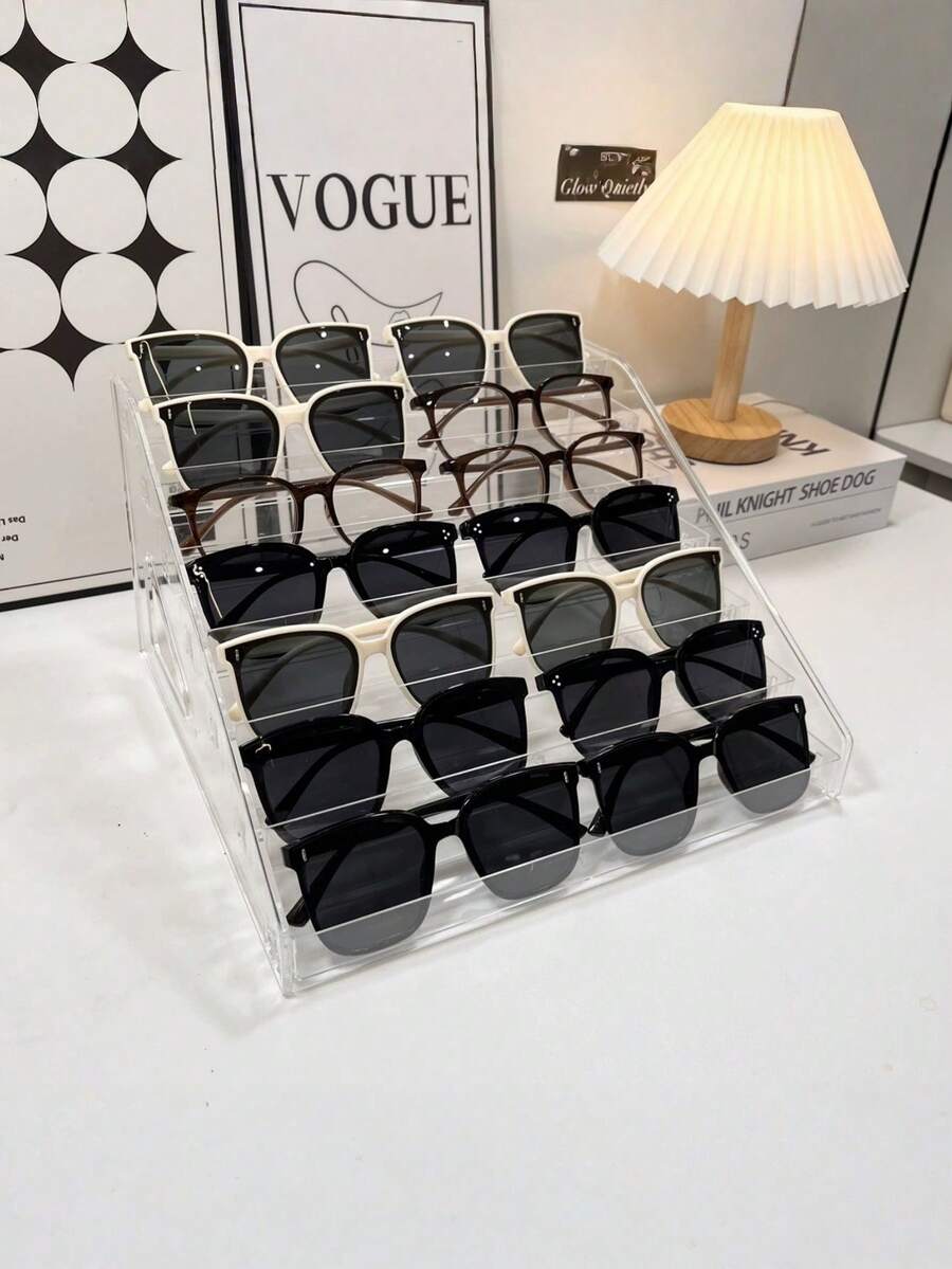 Multifunctional Transparent Acrylic Eyewear Display Case Organizer Stand For Sunglasses Optical Glasses Storage Desktop Countertop Shop Home Decoration Wedding Party Gift Idea - White - View 1