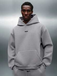 PLAYBOY X SUMWON Hoodie Regular Essentials dengan Saku Tengah dan Tali Serut di Tudung, Sweatshirt Pullover untuk Pakaian Kasual Musim Dingin, Gugur, dan Semi yang Nyaman. - Grey - View 2