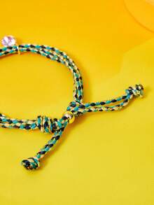 LOONEY TUNES X SHEIN 1pc Women's Fashionable Casual Cartoon Braided Bracelet - Gold - View 4