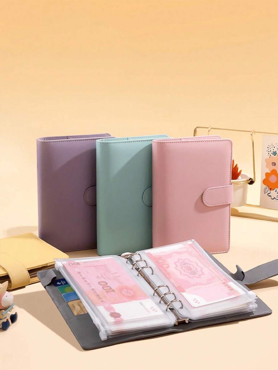 省钱活页夹，内含8个A6拉链信封，现金信封预算系统，储蓄挑战手册，助您管理财务，节省开支 - 彩色 - 查看 1
