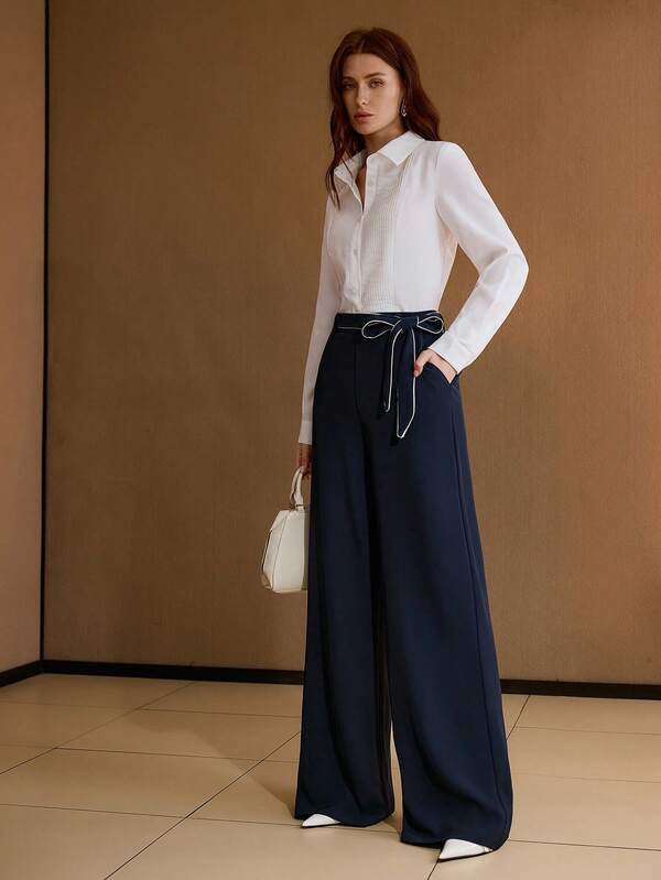 MOTF PREMIUM PANTALONES CASUALES PARA MUJER, DISEÑO SENCILLO, AZUL MARINO ELEGANTE, NUEVA LLEGADA OTOÑO/INVIERNO