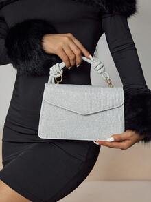 CUCCOO SZL Bolso Cuadrado Cruzado Brillante Y Elegante Para Mujeres Para Fiestas De Noche - Plateado - Ver 1