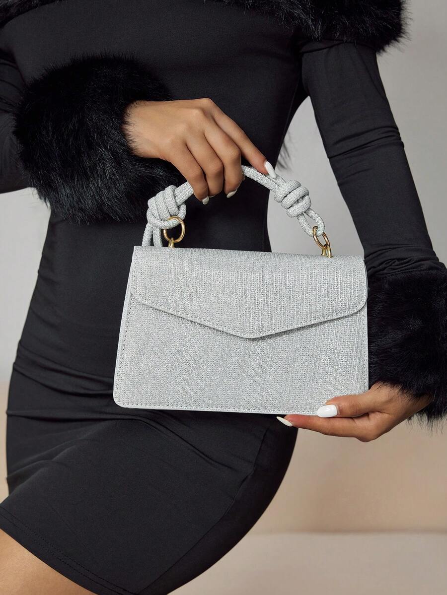 CUCCOO SZL Bolso Cuadrado Cruzado Brillante Y Elegante Para Mujeres Para Fiestas De Noche - Plateado - Ver 1