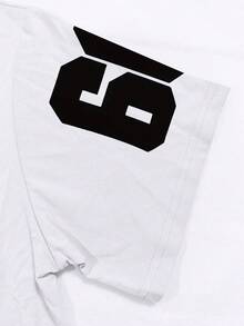 Manfinity Dauomo 男士数字印花圆领短袖休闲T恤 - 白色 - 查看 3