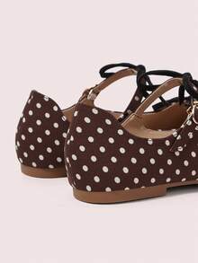 CUCCOO DOLLMOD Pantofi Mary Jane cu buline, drăguți și eleganți, pentru femei, cu funde duble - Maro ciocolata - Vizualizare 10