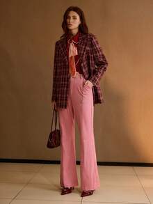 MOTF PREMIUM WOMEN'S ELEGANT PLAID BOXY BLAZER