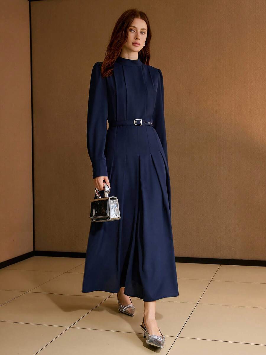 MOTF PREMIUM ELEGANT FOLD PLEATED DRESS - Blue - View 1
