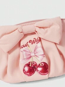 ROMWE Kawaii 可爱粉色樱桃饺子造型化妆包，多功能洗漱包，便携收纳包 - 粉色 - 查看 6