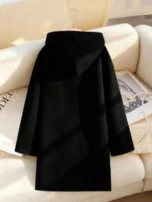 GlowEve CURVE 加大码双排扣长款大衣 - 黑色 - 查看 2