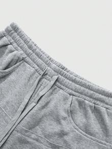 Manfinity EMRG 男士时尚针织运动裤，松紧腰带口袋，宽松版型，方便活动，穿着舒适，简约设计，适合百搭休闲、街头服饰、健身、户外活动、节日礼物 - 淺灰色 - 查看 3