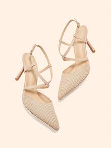 CUCCOO BASICS 女士尖头搭扣设计日常百搭时尚高跟鞋 - 杏色 - 查看 2