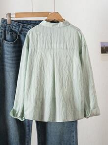 SHEIN Sparklyn Tween Girl Knight Print Striped Drop Shoulder Casual Shirt - Green - View 2