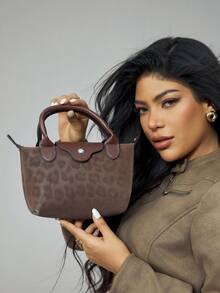CUCCOO SZL 2025 Winter Leopard Print Dumpling Handbag For Women, Fashionable Large Capacity Casual Shoulder Bag - Brown - View 3