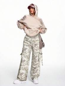 SHEIN ICON Pantalones de cargo de mezclilla con estampado de camuflaje para mujer - Multicolor - Ver 3