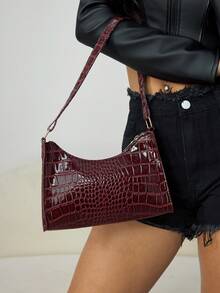 CUCCOO SZL Crocodile Embossed Bag, Animal Print Women Bag - Mocha Brown - View 5