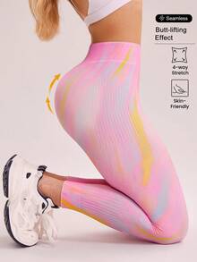 SHEIN Sovereign Charm Farbenfrohe Dopamin-Muster undurchsichtige Leggings, sexy Po-hebende Yogahosen für Frauen