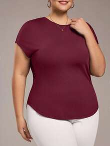 Rhythm Era Plus Size Women Sports Yoga Mesh Patchwork Short Sleeve T-Shirt