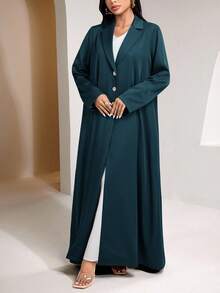 Veilorie 女士优雅通勤纯色长袍 - 藍色 - 查看 7