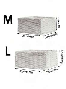 1/3 سلة تخزين مُنسوجة صينية منظم المكتب للمستحضرات والمفاتيح والوجبات الخفيفة ديكور المنزل، سلة قضبان خيزران يدوية للنوم وغرفة المعيشة والمكتب، هدية مثالية - أبيض - مشاهدة 4