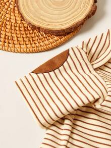 PETSIN 1 件宠物猫狗通用圆领长袖经典条纹针织黑杏色弹力舒适基础时尚帅气狗狗 T 恤 - 彩色 - 查看 10