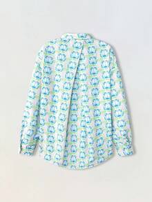 Maija GARFIELD | SHEIN Women's Cartoon Pattern Front Button Casual Long Sleeve Shirt - Multicolor - View 6