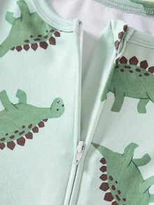 2pcs/Set Baby Boys' Cute Cartoon Dinosaur, Excavator, Car All-Over Print Soft & Comfortable Long Sleeve Jumpsuit Casual Pajamas - Multicolor - View 7