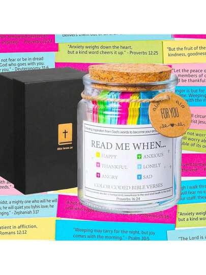 1个圣经经文罐，希望玻璃/塑料罐圣经经文，送给女性的礼物，送给男性的宗教礼物，罐装圣经经文，毕业礼物，祷告罐，耶稣饰品，圣经经文罐，圣经饰品，圣经用品，圣经经文卡片，送给女性的祷告罐礼物