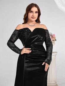 Coutiva Plus Size Formal Evening Gown (Heavily Embellished) - Black - View 4