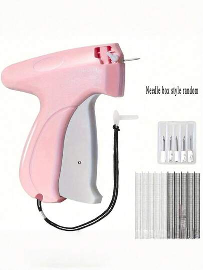 Pistola de puntada fina para ropa, micro mini pistola de etiquetado de puntada para ropa, herramientas de dobladillo acolchado, pistola de costura de puntada rápida con 6 agujas finas y 1000 piezas de sujetadores