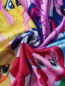 My Little Pony X SHEIN Tween Girl Y2K Blue Tie-Dye Cartoon Patterned Colorful Unicorn Print Long Sleeve T-Shirt, Suitable For Spring, Autumn And Winter Stich Clothes Kids Stitch Clothes Girls