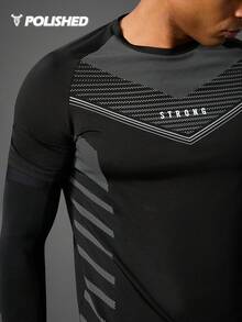 Acti Log Áo thun thể thao tay raglan họa tiết chữ Boyfriend Style dành cho nam, Áo tập luyện, Áo bó, Áo ba chiều, Áo trơn, Áo tập luyện, Áo phản quang Áo bó thoáng khí - màu đen - Xem 8