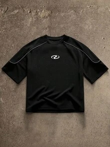 AXEPEAK Men's Round Neck Short Sleeve Casual Summer Fashion Contrast Color T-Shirt - Black and White - View 10