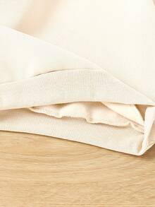 2 Stück/Set Lässiger modischer Cartoon Tasse & Ballett Mädchen Herz Grafik Muster Outfit für Kleine Mädchen, beiger Rundhals Sweatshirt und schwarze Leggings, warmer & bequemer personalisierter Anzug für Mädchen im Herbst/Winter