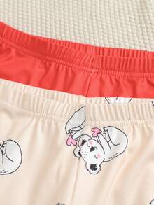 Conjunto de 4 piezas de ropa informal y cómoda para niñas con diseño de dibujos animados, que incluye top de cuello redondo de manga larga y leggings de ajuste ceñido, para otoño - Multicolor - Ver 4