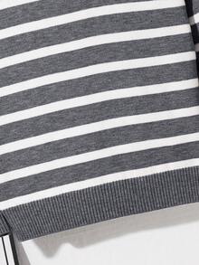 Tween Jungen Lässig Gestreifter Stehkragen Strickjacke