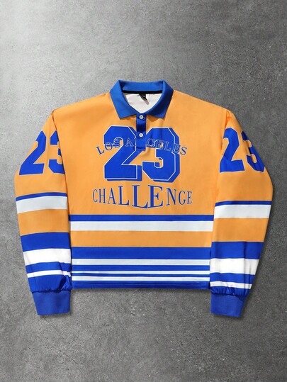 Street Life Men's Contrast Stripe Letter & Number Print Sports T-Shirt