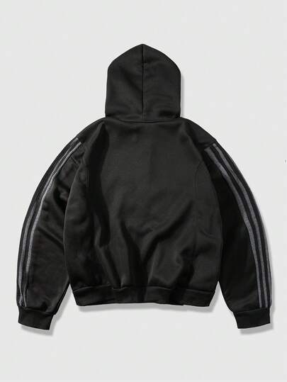 Sudadera con capucha casual para hombres con cordón y contraste de color