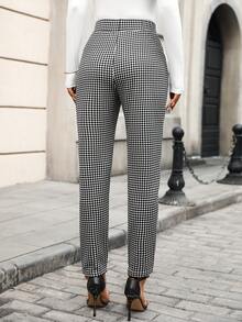 EMERY ROSE 女士时尚通勤黑白格子裤 - 黑與白 - 查看 2
