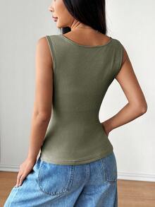 Rafferiza 欧美风休闲拼接罗纹加厚内衬女式上衣，秋冬款 - 軍綠色 - 查看 2