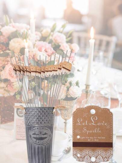 Etichette per sparkler da matrimonio, decorazione con stampa in pizzo bianco, cartellini per matrimonio, non include fiammiferi o sparkler