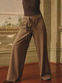 Aralina Women's Elegant Low Waist Eyelet Straight Leg Pants Perfect For Christmas Party New Years And Thanksgiving - Army Green - View 13
