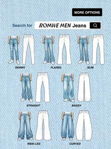 ROMWE MEN Street Life Quần jeans nam tuổi teen có túi và cúc, phối màu tương phản, kiểu dáng thường ngày. - màu đen - Xem 12