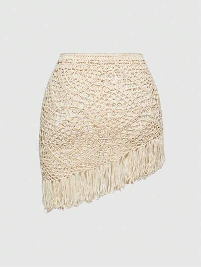 Fairycore Women Fairycore Handmade Crochet Tassel Holiday Style Skirt