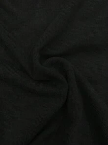 Selianne 时尚不对称休闲舒适轻盈镂空露肩二合一交叉肩带宽松针织毛衣 - 黑色 - 查看 7