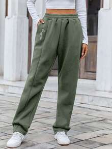 EURMUSE Women's Casual Embroidered Fluffy Loose Sweatpants