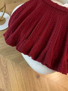 GlowEve Rok Sweater Rajut Longgar Bermotif Bunga Tali Warna Polos Terbaru untuk Wanita Musim Gugur, Desain Klasik, Kasual, Feminin, Serbaguna untuk Sehari-hari - Burgundy - View 6