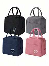 1pc Bear Label Thermal Insulated Lunch Bag,Large Capacity Reusable Lunch Tote Bag With Waterproof Portable Design, Ideal For School & Office - Keep Your Food Fresh & Delicious, Bento Bag, Handheld Bag, Kitchen Picnic